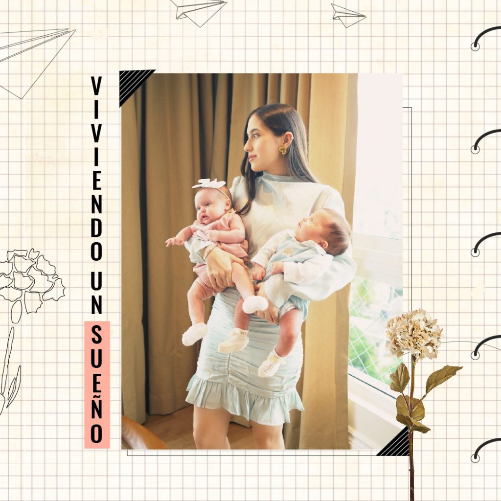 Marcelle de moya junto a sus bebés